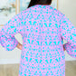 Lizzy Bell Sleeve Top in Mint and Pink Damask