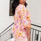 Lizzy Bell Sleeve Top in Pink and Gold Floral