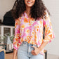 Lizzy Bell Sleeve Top in Pink and Gold Floral
