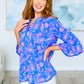 Lizzy Bell Sleeve Top in Royal Paisley