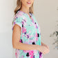 Lizzy Cap Sleeve Top in Lavender and Sky Floral