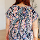 Lizzy Cap Sleeve Top in Navy Abstract Floral