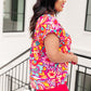 Lizzy Cap Sleeve Top Magenta and Pink Multi Floral