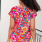 Lizzy Cap Sleeve Top Magenta and Pink Multi Floral