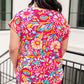 Lizzy Cap Sleeve Top Magenta and Pink Multi Floral