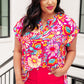 Lizzy Cap Sleeve Top Magenta and Pink Multi Floral