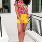 Lizzy Cap Sleeve Top Magenta and Pink Multi Floral