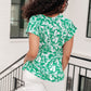 Lizzy Cap Sleeve Top in Emerald and White Floral