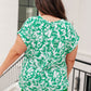 Lizzy Cap Sleeve Top in Emerald and White Floral