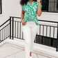 Lizzy Cap Sleeve Top in Emerald and White Floral