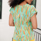 Lizzy Cap Sleeve Top in Lime and Emerald Multi Stripe