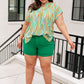 Lizzy Cap Sleeve Top in Lime and Emerald Multi Stripe