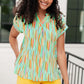 Lizzy Cap Sleeve Top in Lime and Emerald Multi Stripe