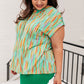 Lizzy Cap Sleeve Top in Lime and Emerald Multi Stripe