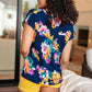 Lizzy Cap Sleeve in Navy and Pastel Bouquet