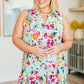 Lizzy Tank Dress in Emerald Tropical Floral