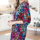 Lizzy Dress in Navy Rainbow Leopard