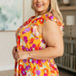Lizzy Flutter Sleeve Top in Apricot and Red Floral