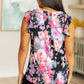 Lizzy Flutter Sleeve Top in Black and Dusty Pink Floral