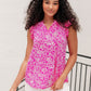 Lizzy Flutter Sleeve Top in Hot Pink and White Floral