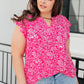 Lizzy Flutter Sleeve Top in Hot Pink and White Floral