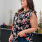 Lizzy Flutter Sleeve Top in Black and Muted Pink Floral