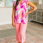 Lizzy Flutter Sleeve Top in Pink and Lavender