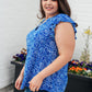 Lizzy Flutter Sleeve Top in Royal Blue and White Floral