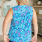 Lizzy Tank Top in Blue and Pink Tropical Sailing