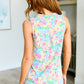 Lizzy Tank Top in Ivory and Pink Abstract
