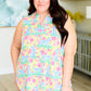 Lizzy Tank Top in Ivory and Pink Abstract