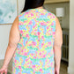 Lizzy Tank Top in Ivory and Pink Abstract