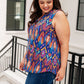 Lizzy Tank Top in Royal and Purple Deco