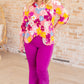 Lizzy Top in Coral and Magenta Painted Floral