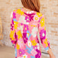 Lizzy Top in Coral and Magenta Painted Floral