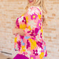 Lizzy Top in Coral and Magenta Painted Floral