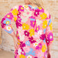 Lizzy Top in Coral and Magenta Painted Floral