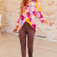 Lizzy Top in Coral and Magenta Painted Floral