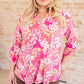 Lizzy Top in Hot Pink and Bubblegum Pink Ditsy Floral