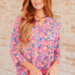 Lizzy Top in Hot Pink and Turquoise Ditsy Floral