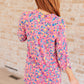 Lizzy Top in Hot Pink and Turquoise Ditsy Floral