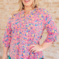 Lizzy Top in Hot Pink and Turquoise Ditsy Floral