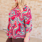 Lizzy Top in Magenta Retro Marble