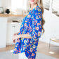 Lizzy Top in Royal and Blush Floral