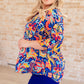 Lizzy Top in Royal and Orange Paisley