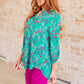 Lizzy Top in Teal and Lavender Wildflowers