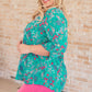 Lizzy Top in Teal and Lavender Wildflowers