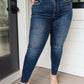 Judy Blue Mid Rise Vintage Raw Hem Skinny Jeans