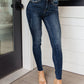 Judy Blue Mid Rise Vintage Raw Hem Skinny Jeans