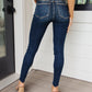 Judy Blue Mid Rise Vintage Raw Hem Skinny Jeans